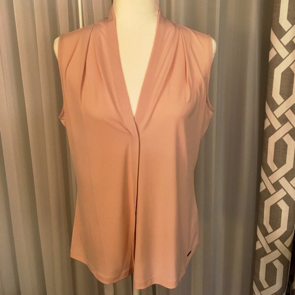 NWT Calvin Klein Pleated V-Neck Suit Shell, size L - Picture 8 of 8